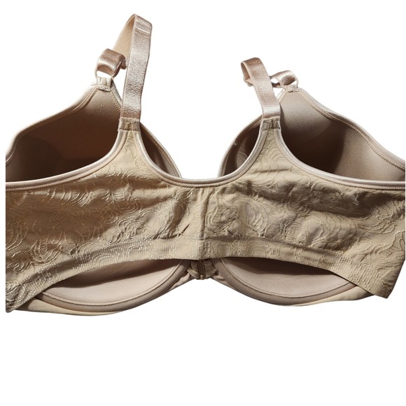 Bali 42DD‎ Beige Floral Padded Underwire Full Coverage Smoothing Bra - Picture 2 of 4
